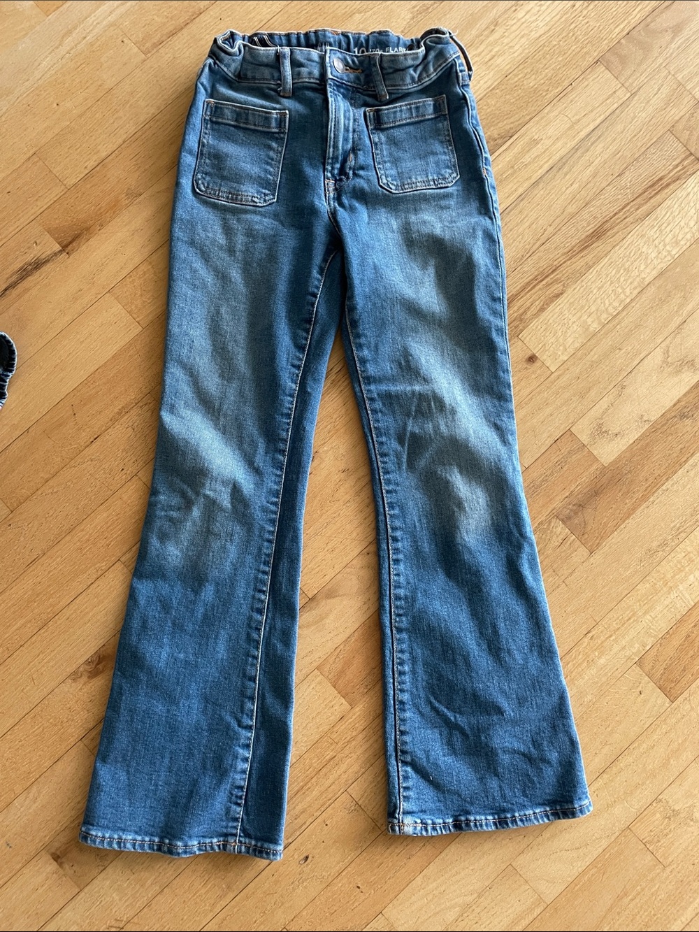 GAP Kids Mid Blue Flare Jeans with Patch Front Pockets